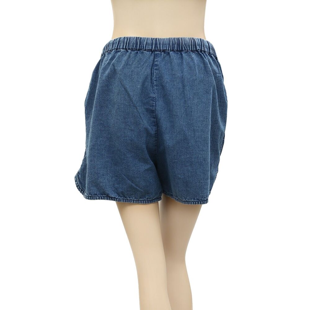 Nili Lotan Tilly Cotton Chambray Denim Shorts High Waisted Pull-On S 287669 View 6